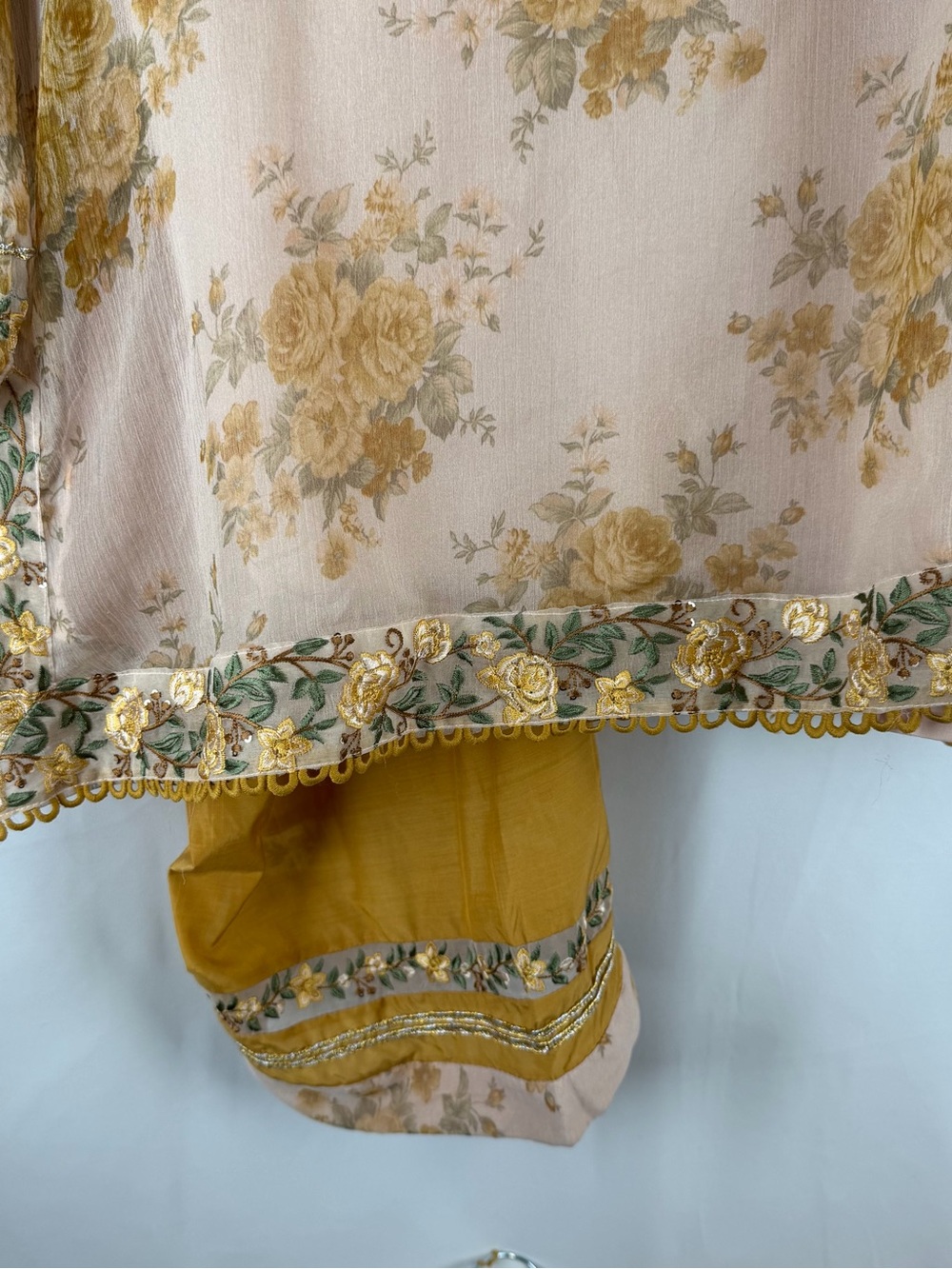 Ethnic Elegant Floral Embroidered Women's 4 piece in Mustard - Picture 4 of 8
